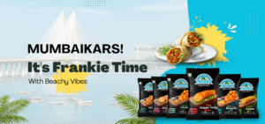 Best Frozen snacks with Frankie placed in a background of bandra- worli sea link bridge of Mumbai